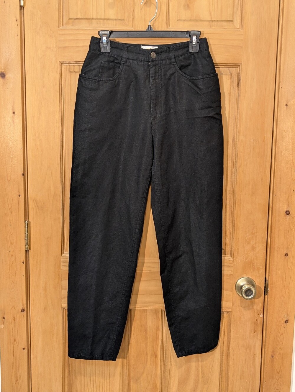 Talbots Petites Pants Linen Cotton Blend Black Trousers Ankle Casual Summer Sz 6